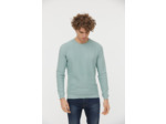 Pull basique col rond maille fantaisie en coton bio avec print poitrine