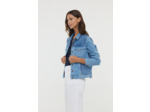 Veste en jean en bi-couleur, fermeture boutonnées