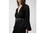 Robe longue plissée avec dentelle noire black