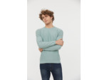 Pull basique col rond maille fantaisie en coton bio avec print poitrine
