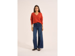 Jean flare taille haute pli nervuré