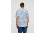 Chemise manches courtes, imprimé fleurs et broderie poitrine
