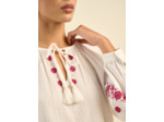 Blouse brodée ample en gaze de coton