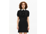 Robe à col brodé contrasté courte noire black