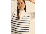 Pull sans manches à rayures