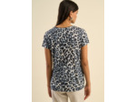 T-shirt col V en lin imprimé léopard