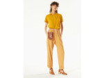 Pantalon large rayures corail