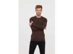 Pull basique col rond avec laine recyclée et print poitrine