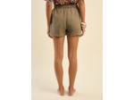 Short en lin avec liens de resserrement