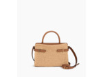 Sac à main moyen modèle Emie effet raphia et cuir lisse