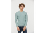 Pull basique col rond maille fantaisie en coton bio avec print poitrine
