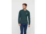 Polo manches longues en coton jersey avec badge poitrine et détails col