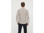 Chemise allover, détails contrastés et manches retroussables