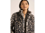 Manteau fausse fourrure léopard ajusté col droit