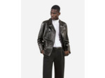 Double breasted leather jacket black