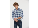 Chemise à carreaux effet délavé