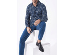 Chemise slim "imprimé maison" saphir