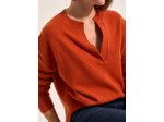 Pull ample en laine à col V et manches mi-longues