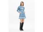 Chemise col claudine en denim bleu