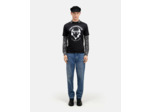 T-Shirt Manches Courtes Avec Print Skull Coeur Devant black