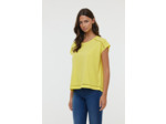 T-shirt manches courtes en coton lin avec détails ajouré