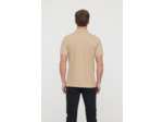 Polo basique manches courtes en coton piqué bio, détail col et print poitrine