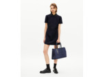 Robe courte col claudine en satin marine bleu