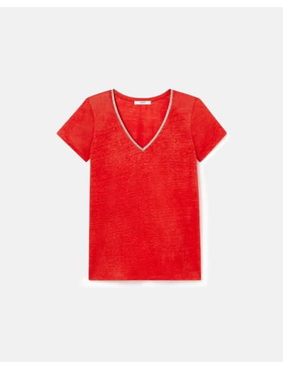 Top Tasmanie Rouge en Lin