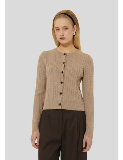 Cardigan Gaspard Noisette en Laine Merinos Extrafine