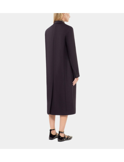 Manteau Long En Laine Mélangée Bleu Marine navy