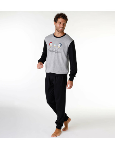 Pyjama long homme en jersey de coton, imprimé Christmas Spirits