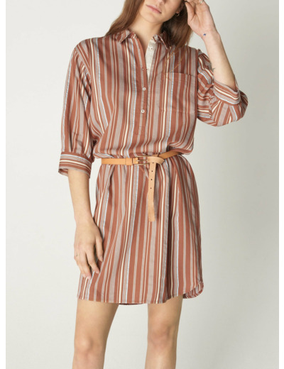 Robe hilda rayures marron