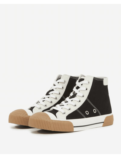 Baskets Montantes En Canvas Avec Empiecements Cuir black