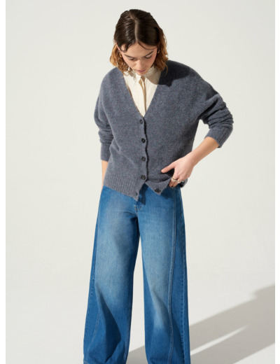 Cardigan violet chardon