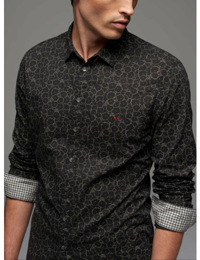 Chemise slim noir ecru