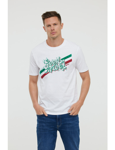 T-shirt manches courtes avec graphisme placé « Good Vibes » avec détails en flocage