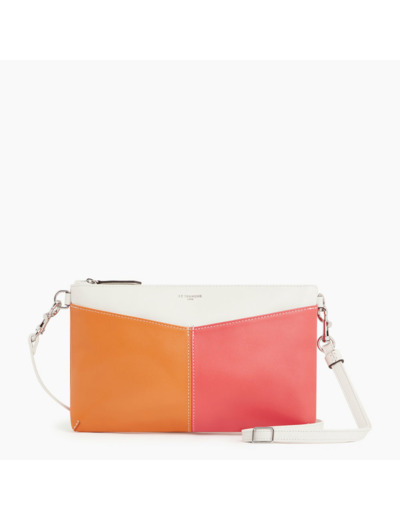 Pochette zippée avec bandoulière amovible Charlotte en cuir lisse
