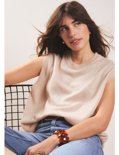 Pull sans manches en cachemire