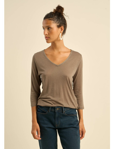 Tee-shirt col V et manches 3/4