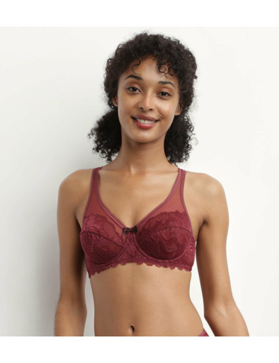 Soutien-gorge emboîtant en dentelle Rubis Foncé Generous Essentiel