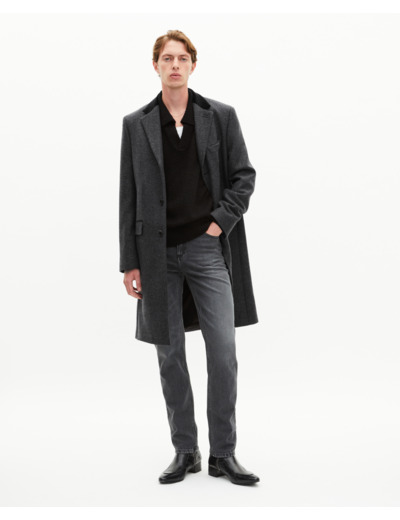 Manteau long en laine gris anthracite anthracite