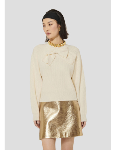 Pull Phoebe Ecru en Laine Mercerisée