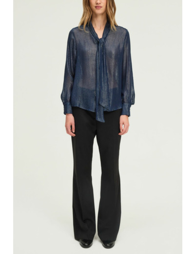 Chemise lavallièrerayée en lurex - AMELINA