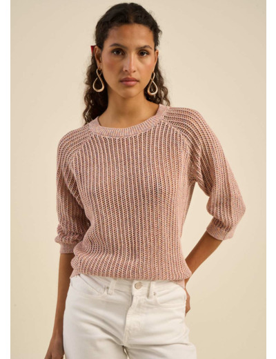 Pull léger à manches 3/4 et maille ajourée