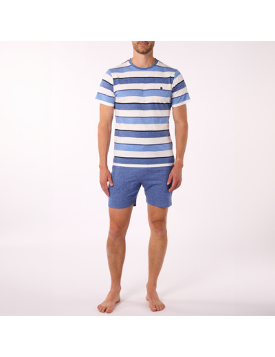 Pyjashort Homme COSY Bleu/Blanc