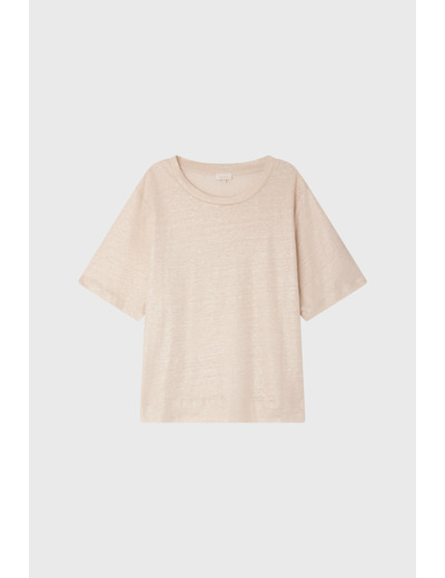 T-shirt manches courtes en lin doré - AMINA