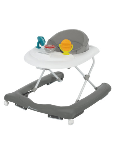 Bebeconfort Explorer Trotteur pour bébé avec plateau d'activités musical amovible, Trotteur bébé facilement pliable, De 6 à 18 mois, Jusqu'à 12 kg Mist Gray