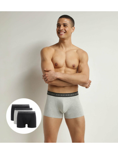 Lot de 3 boxers homme en coton bio Noir Gris Dim Good