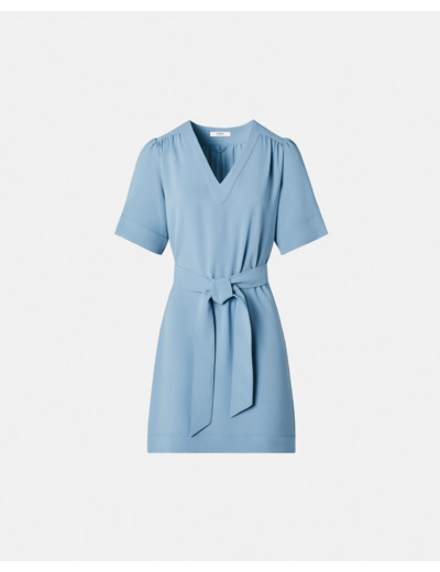 Robe droite en crêpe bleue
