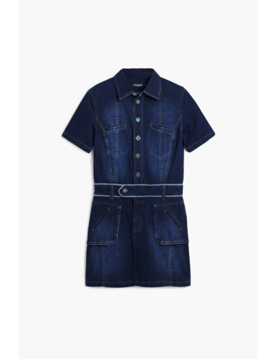 Robe À Manches Courtes En Denim – Femme